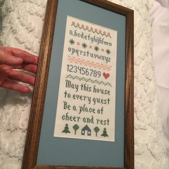 Cute Framed Sampler Picture...May This House...8" x 14" - Picture 1 of 6
